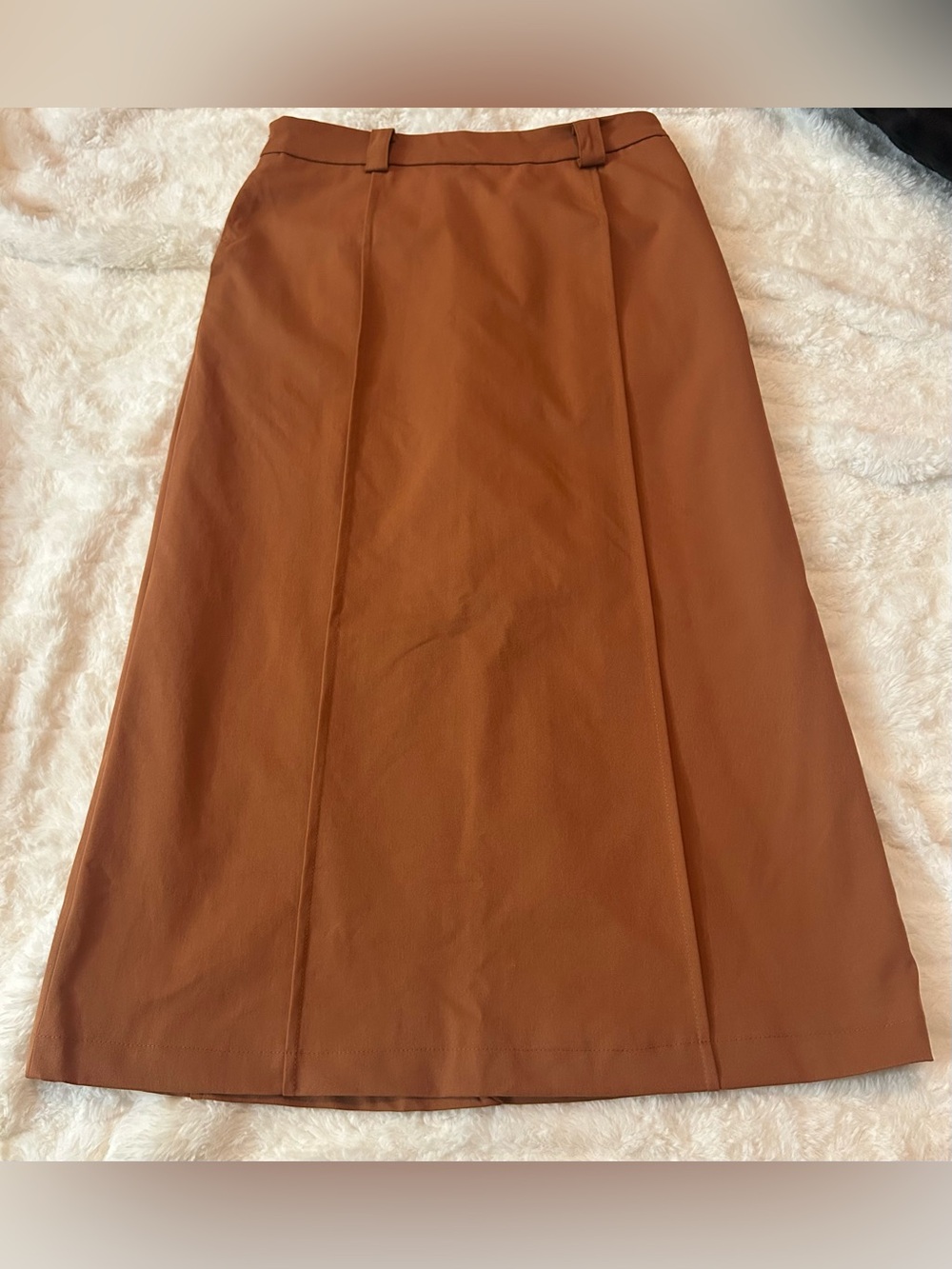 Classic Women's Midi A-Line Skirt in Rust Brown